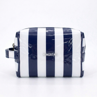 Sac de plage et de maquillage en PVC transparent rayé, imperméable, avec logo personnalisé et poignée souple – Vente en gros