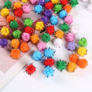 Polypropylene Christmas <b>Pom</b> <b>Pom</b> Tinsel Balls Glitter Fluffy Craft Making Decorations <b>White</b> Green Red Pompom with Glitter - Product Image 4