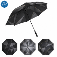 Parapluie de golf à motif géométrique, imprimé lignes dorées, avec tige robuste, idéal pour les cadeaux d'entreprise de luxe