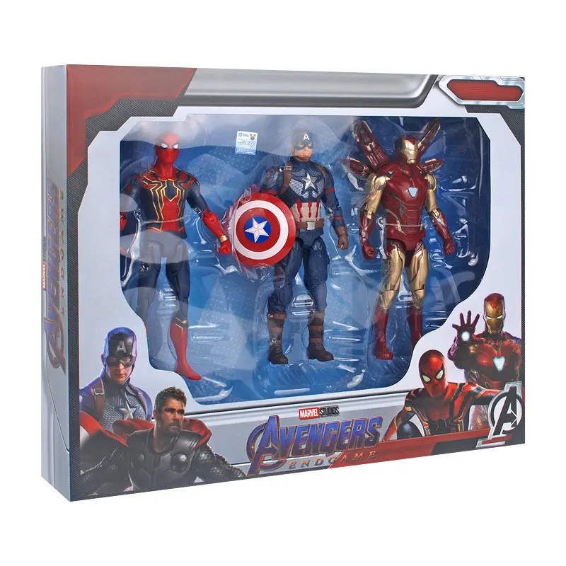 3pcs Set Captain America Iron-man Spider-man Marvel Heroes 7in Action Figure Toy 