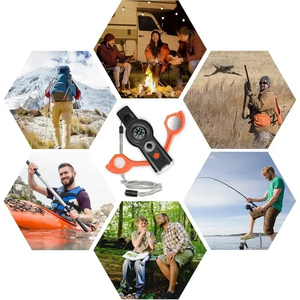 Wholesale 7in1 Outdoor Multifunctional Survival Kit <b>Camping</b> <b>Hiking</b> Whistle Flashlight Thermometer Magnifying Glass - Product Image 4