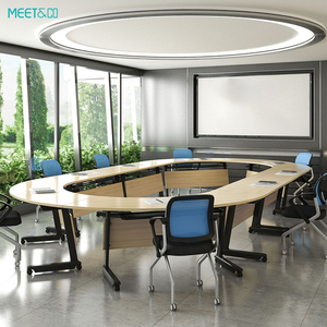 Modern <strong>15</strong> <strong>Person</strong> Movable <strong>Conference</strong> <strong>Table</strong> Office Foldable Wooden Circular Meeting Office <strong>Tables</strong> - Product Image 1