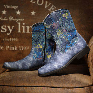 Botas Vaqueras Occidentales Modernas y Populares para Mujer y Hombre, Cierre Deslizante, Comodidad de Verano, Botas de Tobillo Originales - Product Image 2