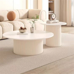 Mesa de Centro de Piedra, Mesa de Centro Redonda Compacta y Moderna Minimalista para Apartamentos Pequeños, Mesa Auxiliar de Perfil Bajo - Product Image 1