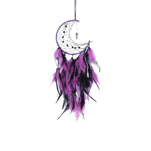 Tissu artisanat élégant lune capteur de rêves à la main <span class=keywords><strong>bricolage</strong></span> plume tissage carillons éoliens pendentif nordique chambre décoration murale - Product Image 5