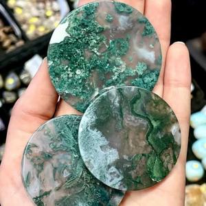 Disco de Ágata Musgosa Natural al por Mayor, Cristal de Cuarzo Tallado Estilo Feng Shui, Soporte para Teléfono DIY para Decoración del Hogar y Regalos - Product Image 4