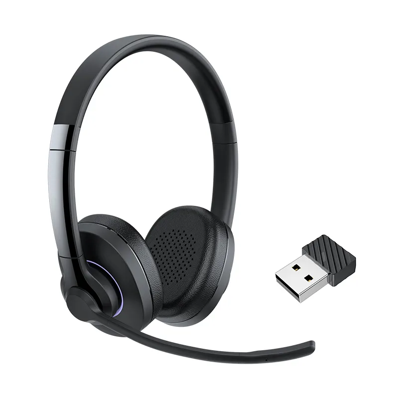 Grosir Headset kantor pusat panggilan Usb nirkabel Bt Earphone bisnis Headset dengan pembatalan kebisingan mikrofon Tipe C Earphone