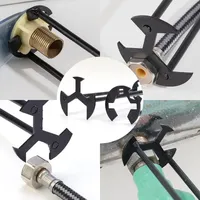 Clé multifonctionnelle 5-en-1 en acier au carbone pour robinet d'évier, clé à tuyau de plomberie, kit de réparation pour salle de bain et cuisine, outils de quincaillerie