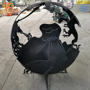 Corten Steel Outdoor <b>Fire</b> <b>Pit</b> Weather-Resistant Sphere for Garden Decoration Freestanding <b>Iron</b> Structure for Patio Use Firewood - Product Image 3