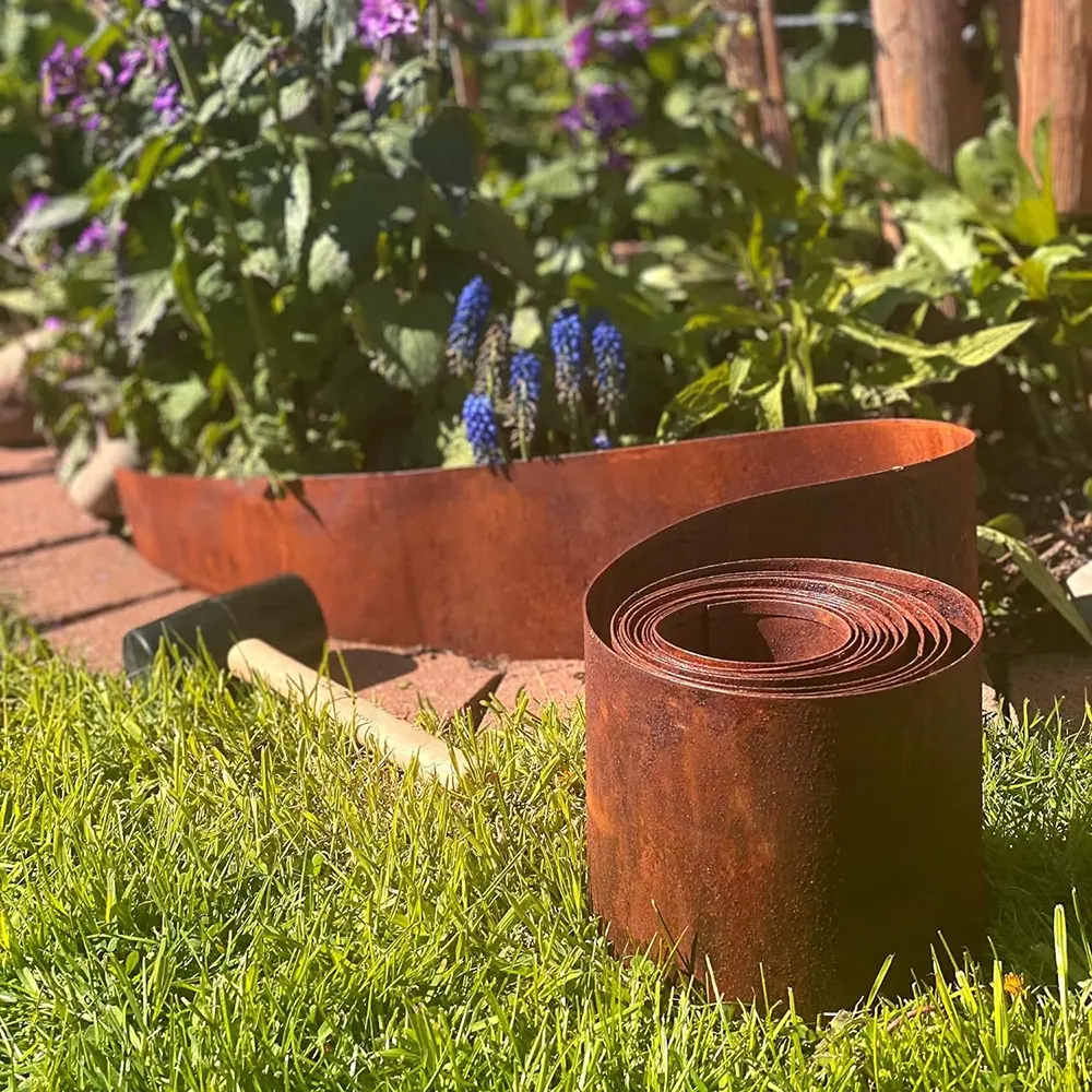 0,15x10m Taupe Césped al aire libre Patio Camino Decoración Valla Negro Rusty Galvanizado Corten Acero Césped Ribete