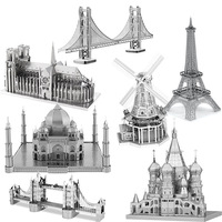 DIY 3D Metall-Puzzle für Erwachsene Architektonisches Handgefertigtes 3D-Modell Ineinandergreifende Montage Lehrreiches Spielzeug in Verpackungsbox