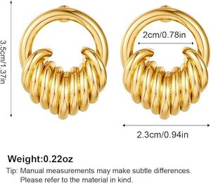Pendientes de Fiesta Geométricos de Moda con Cadena de Acero Inoxidable y Baño de Oro de 14K para Mujer - Product Image 3