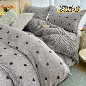 인쇄된 이불 침대 시트가있는 우유 양털 침대 커버 세트, 베갯잇, 이불 커버 세트 - Product Image 6