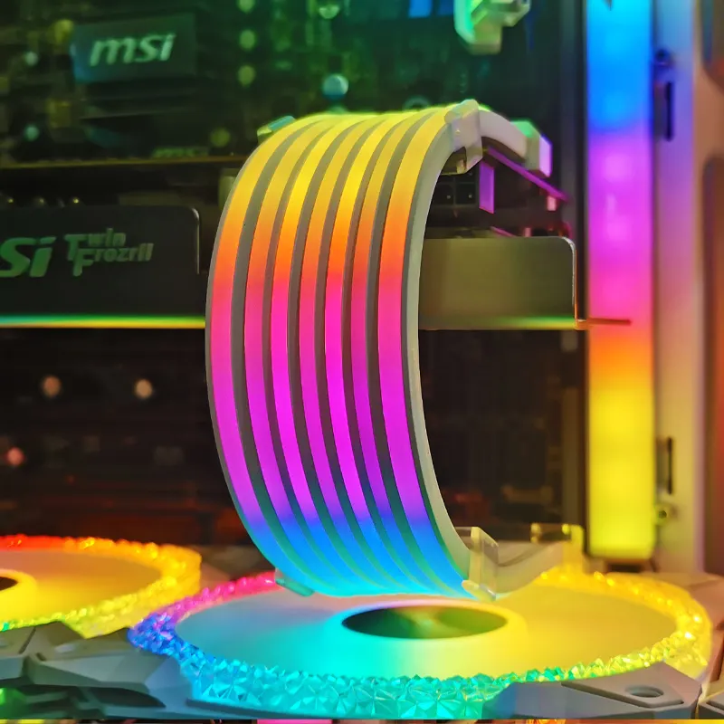 COOLMOON การออกแบบยอดนิยมคอมพิวเตอร์ไฟ LED Strip 24pin 8pin ARGB สายไฟตกแต่ง PC ซิลิโคนอ่อนนุ่ม RGB สาย