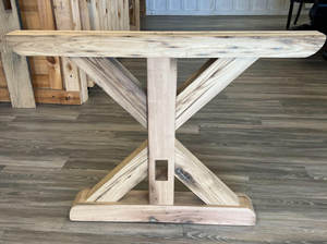 Mesa de comedor de madera maciza de fresno con base de caballete de Fresno Mesa rústica de granja Pedestal Pata de mesa de comedor de madera de fresno - Product Image 6