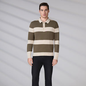 Camiseta Polo Personalizada Informal con Logotipo Bordado, Transpirable, 100% Algodón, Suéter de Punto a Rayas de Alta Calidad para Hombre - Product Image 6