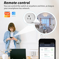 Prise intelligente Tuya 16A WiFi 2.4GHz, prise US, surveillance de la consommation d'énergie, fonction de minuterie, maison intelligente, compatible avec Alexa Google Home
