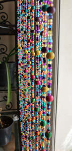 Guirlande de porte moderne en perles, 190 cm, rideau de perles en verre colorées avec clochettes, thème nature et animaux, décoration intérieure - Product Image 6