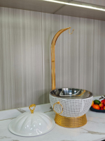 Heißer Verkauf: 8L Hotel-Buffet-Speisenwärmer-Set in Gold, Schwarz, Weiß – Hängende Chafing Dishes für Restaurant & Catering