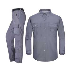 Conjunto de Camisa y Pantalones de Uniforme Táctico Plateado para Hombre, Poliéster y Algodón Transpirable para Seguridad y Uso en Exteriores - Product Image 1