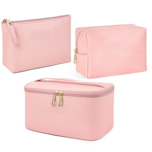 For Women Leather Luxury Organizer Professional Custom Logo Travel Customized Toiletry Makeup Cosmetic Bag - Product Image 1