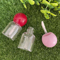 CY026 Tubes de brillant à lèvres transparents en plastique, forme bouteille de bébé, blancs, roses, transparents, avec bouchon boule, mignons et courts, 10ml