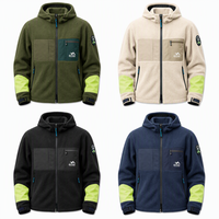 Sweat à capuche zippé en polaire sherpa pour homme, manteau d'hiver chaud pour l'extérieur, veste streetwear en peluche avec poches zippées