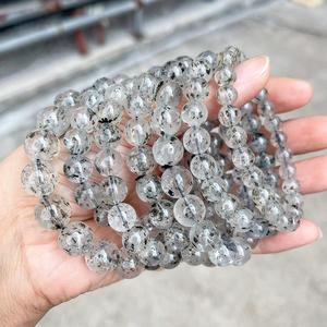 Pulsera Ajustable Redonda de Cuarzo Negro Fresa Brillante de 8mm, Cristal Curativo que Promueve <span class=keywords><strong>el</strong></span> Amor y la Compasión, para Mujeres y Hombres - Product Image 1