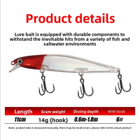 WildTrek Leurre de pêche Minnow ABS 11cm 14g, Appât dur avec yeux 3D et hameçons triples, Crankbait coulant en eau moyenne pour saumon en rivière et eau douce
