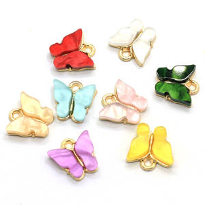 100Pcs/Lot Liontin Kupu-kupu Akrilik, Liontin Kupu-kupu dari Logam untuk Pembuatan Perhiasan Anting, Gelang, Kalung, DIY - Product Image 2