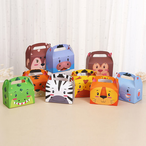 Venta al por mayor buen precio portátil regalo fiesta Favor galleta embalaje animales lindos cajas de <span class=keywords><strong>galletas</strong></span> biodegradables con asa - Product Image 2