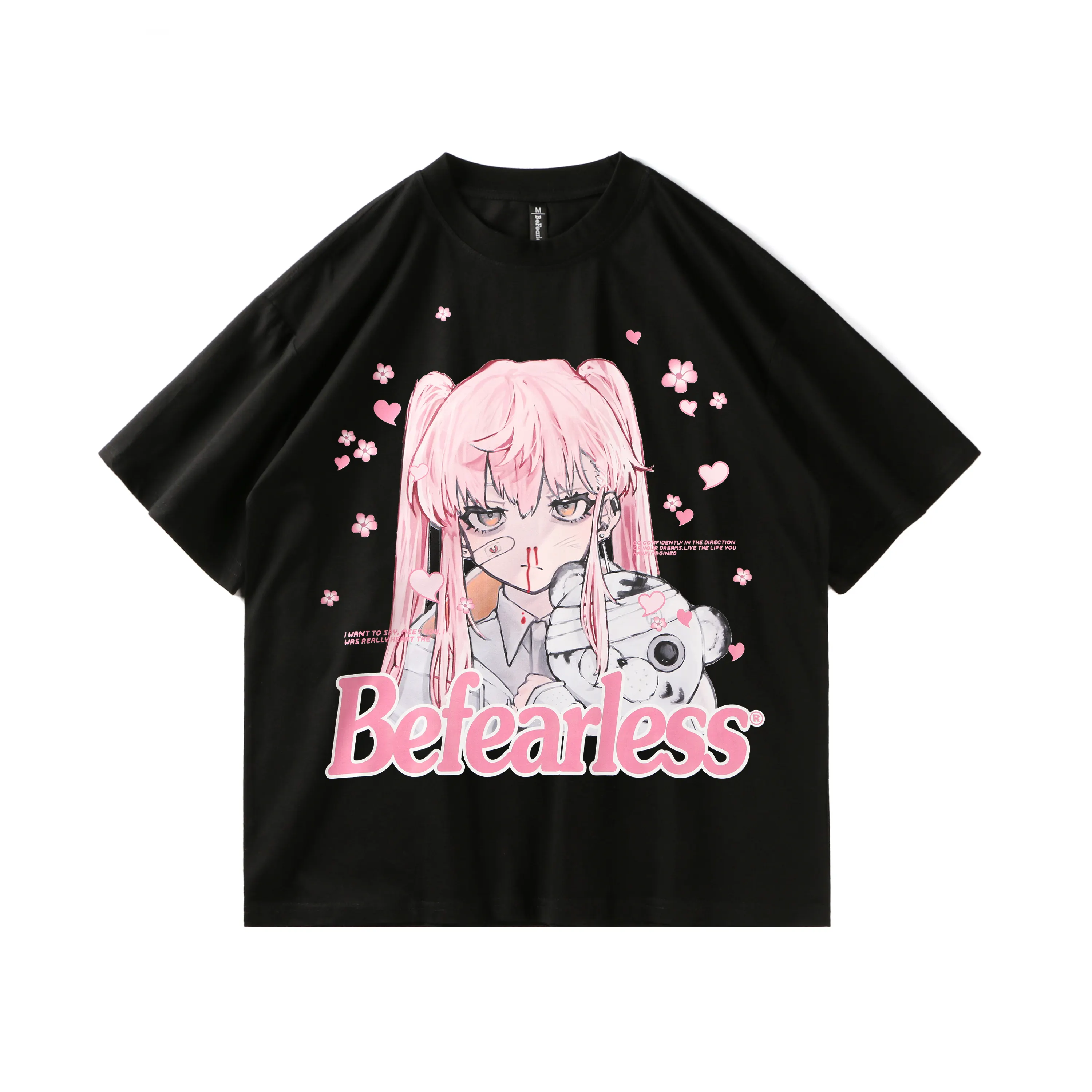 Girls T Shirts Funny Printing Short Sleeve 100% Cotton Graphic Oversize Anime Tshirts