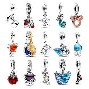 New mermaid coffee pot Butterfly eight catch fish ocean series s925silver charms pendant