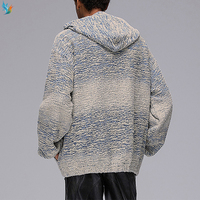 Streetwear vintage à logo personnalisé du fabricant Pull surdimensionné à épaules tombantes Sans ficelle Sweats à capuche en denim à texture doublée pour hommes