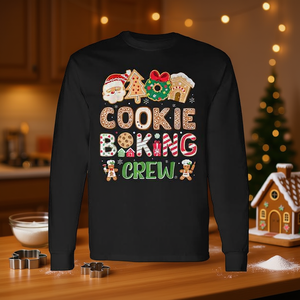 T-shirt a maniche lunghe per la famiglia, coordinata con il tema Cookie Baking Crew, regali di Natale - Product Image 4