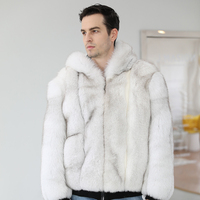 Automne hiver chaud confortable charmant Style vêtements d'extérieur en vraie fourrure de renard vêtements d'extérieur ourlet manchette fil porter chapeau manteau OEM personnalisé pour les hommes