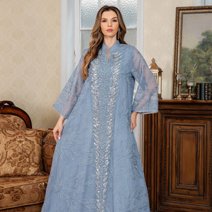 <span class=keywords><strong>Vestido</strong></span> Abaya Gris con Cuentas, Superventas, para <span class=keywords><strong>Mujer</strong></span>, Modesto, Transpirable, de Poliéster, Diseñado para la Moderna <span class=keywords><strong>Mujer</strong></span> Egipcia, Borkha - Product Image 4