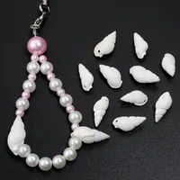 Coquille blanche naturelle conque belles perles horizontales à trou droit pour bricolage maison collier de réservoir de poisson fait à la main porte-clés décor