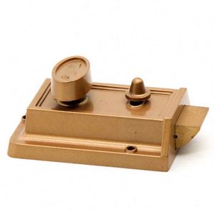 WEKIS Antique Style Keyless Night Latch Deadbolt Rim <b>Lock</b> Nickel Zinc Alloy with 60mm Backset and Front Door <b>Key</b> Gold Finish - Product Image 4