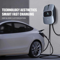 Cargador de Vehículos Eléctricos Universal Tipo 2 de 7kW Monofásico de Pared con Luz LED, RFID, Arranque Automático, IP65, 1 Año de Garantía, Cargador Inteligente para el Hogar, 5M