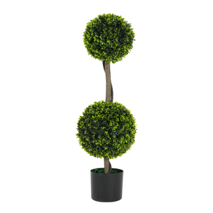 Entrepôt USA - Vente Flash Été 2026 - Arbre Artificiel 83CM Style Troène Double Boule (avec Pot en Plastique Noir) - Ensemble de 2 Pièces - Product Image 4