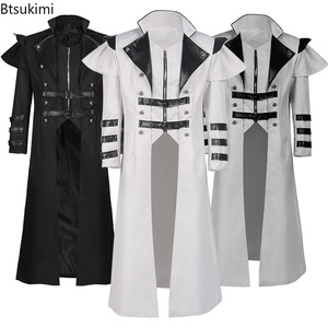 Costume d'Halloween en gros pour hommes adultes : Veste longue fendue de style médiéval, steampunk, assassin, elfe, pirate, gothique, pour cosplay - Product Image 1