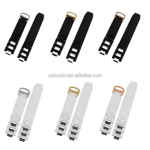 Luxury Brand 20*10mm Compound Metal Rubber Watch Strap Silicone Bands for Car-tier Stainless Steel Buckle