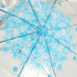 Parapluie de voyage pliant automatique en plastique transparent à motif floral, promotionnel et performant - Product Image 3
