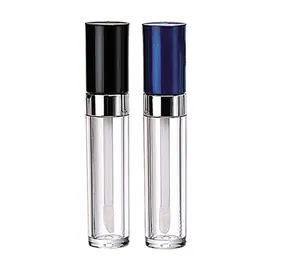 Di plastica rotondo nero tubo lip gloss 7 ml bottiglia di liquido trasparente lip gloss contenitori tubo