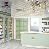 Meubles d'intérieur de pharmacie de qualité supérieure, personnalisés et modernes, avec un design gratuit, vitrine de pharmacie en métal/bois