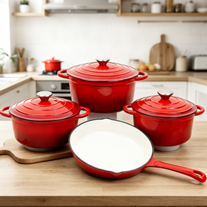 Juego de 7 Ollas de Hierro Fundido Esmaltado, Juego de Utensilios de Cocina de Lujo, Colección de Ollas Holandesas de Alta Resistencia - Product Image 1