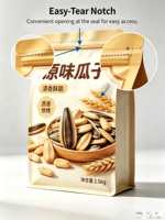 Sacs d'emballage pour snacks en PE scellés à huit côtés, étanches, résistants à l'humidité, taille personnalisable, impression, entoncure de déchirement facile, fermeture éclair intégrée