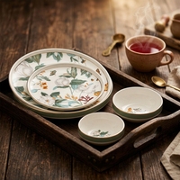Service de table de luxe 24 pièces en porcelaine fine avec motifs dorés, compatible lave-vaisselle, pour 6 personnes, idéal pour cadeaux d'affaires
