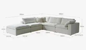 ATUNUS-Modulare Sektion-Sofa-Sets, Wohnzimmer französische Möbel, Tief Sitzen, Nordische Moderne weiße Couch